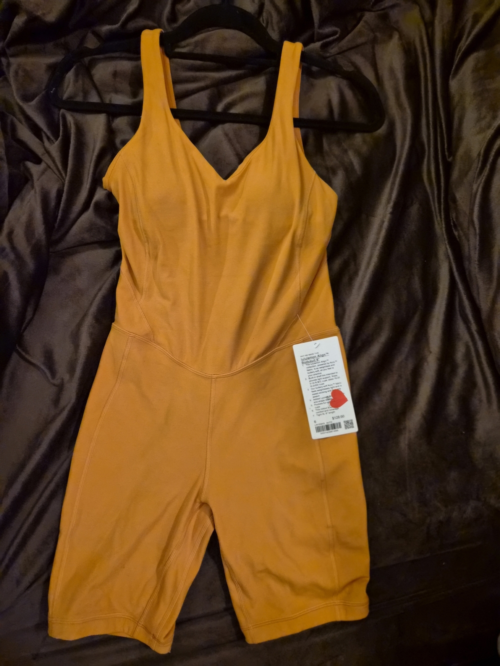 NWT Lululemon Align 8” Bodysuit Size 6 Orange Yoga Romper